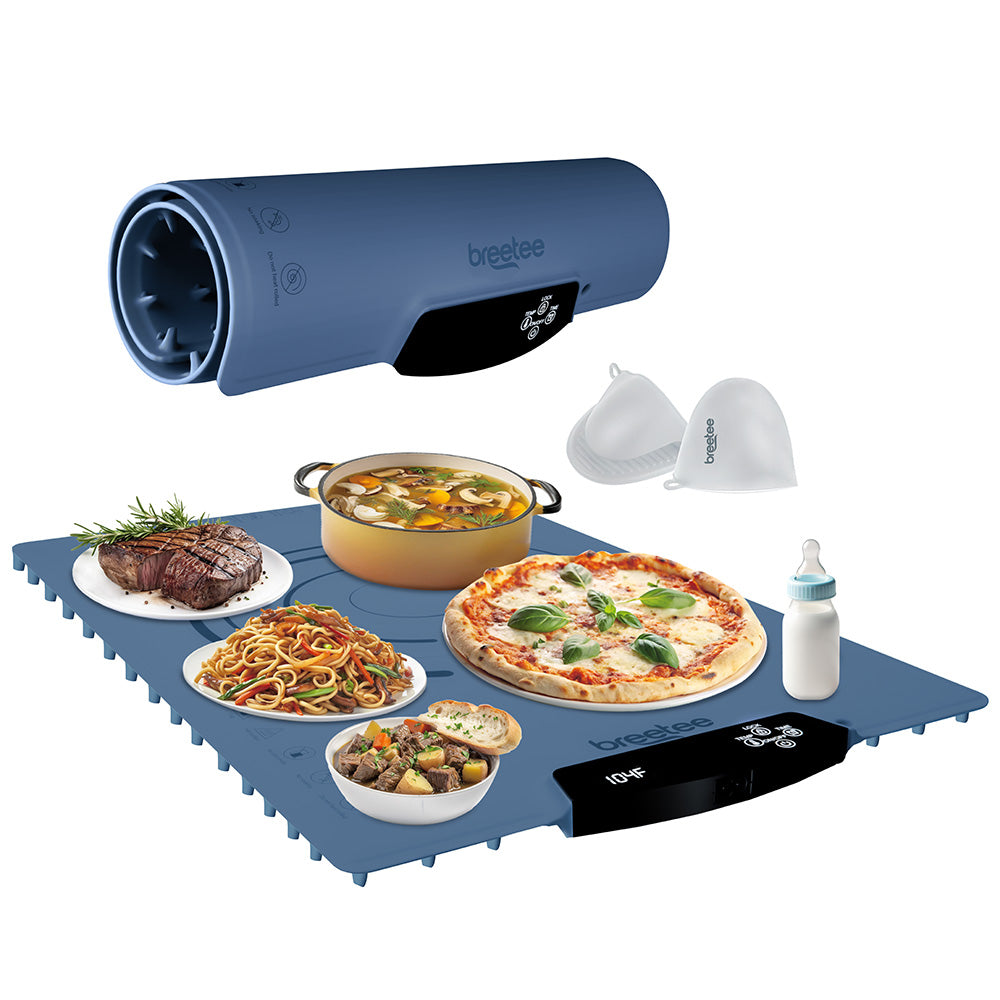 BREETEE WarmPad Pro - Electric Food Warming Mat  Keep Every Meal Warm  Silicone Heating Mat with 9 Temperature Settings from 104°F to 248°F - Roll Up Warming Mat for Dinner, Party, Events
