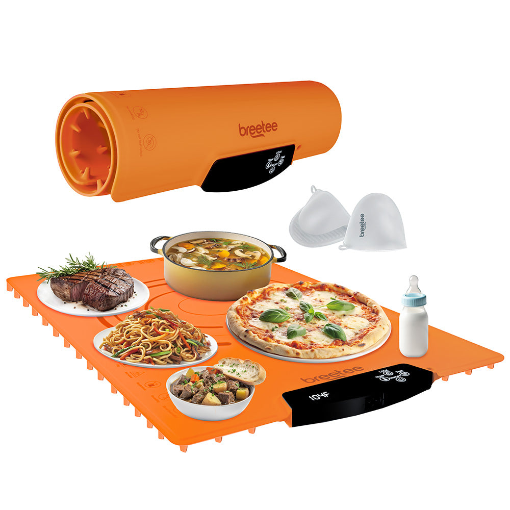 BREETEE WarmPad Pro - Electric Food Warming Mat  Keep Every Meal Warm  Silicone Heating Mat with 9 Temperature Settings from 104°F to 248°F - Roll Up Warming Mat for Dinner, Party, Events