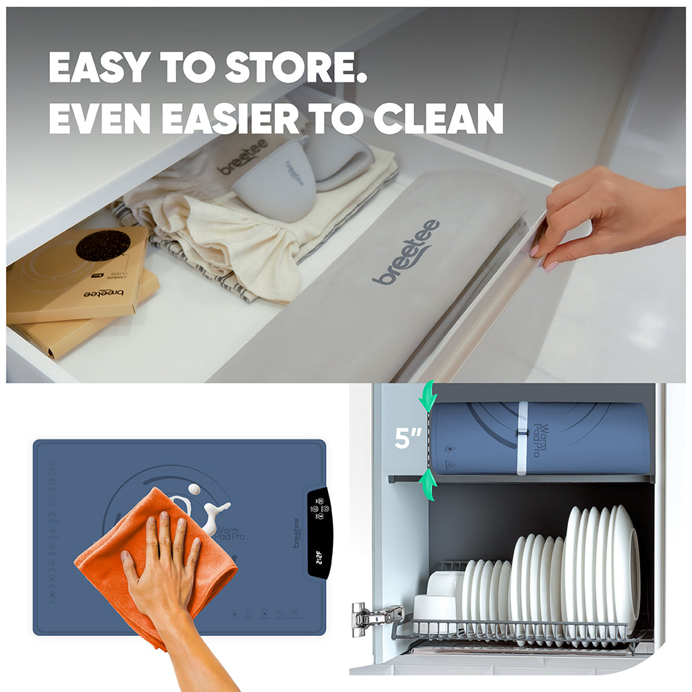 BREETEE WarmPad Pro - Electric Food Warming Mat  Keep Every Meal Warm  Silicone Heating Mat with 9 Temperature Settings from 104°F to 248°F - Roll Up Warming Mat for Dinner, Party, Events