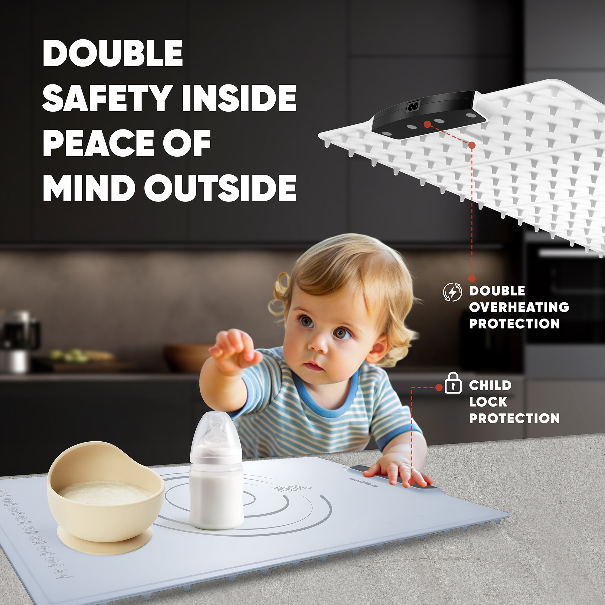 BREETEE WarmPad Pro - Electric Food Warming Mat  Keep Every Meal Warm  Silicone Heating Mat with 9 Temperature Settings from 104°F to 248°F - Roll Up Warming Mat for Dinner, Party, Events