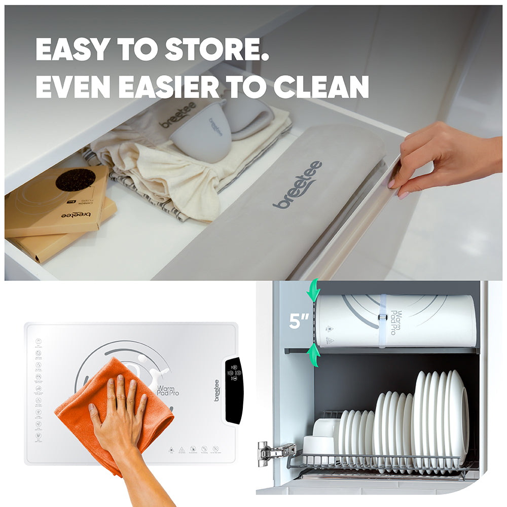 BREETEE WarmPad Pro - Electric Food Warming Mat  Keep Every Meal Warm  Silicone Heating Mat with 9 Temperature Settings from 104°F to 248°F - Roll Up Warming Mat for Dinner, Party, Events