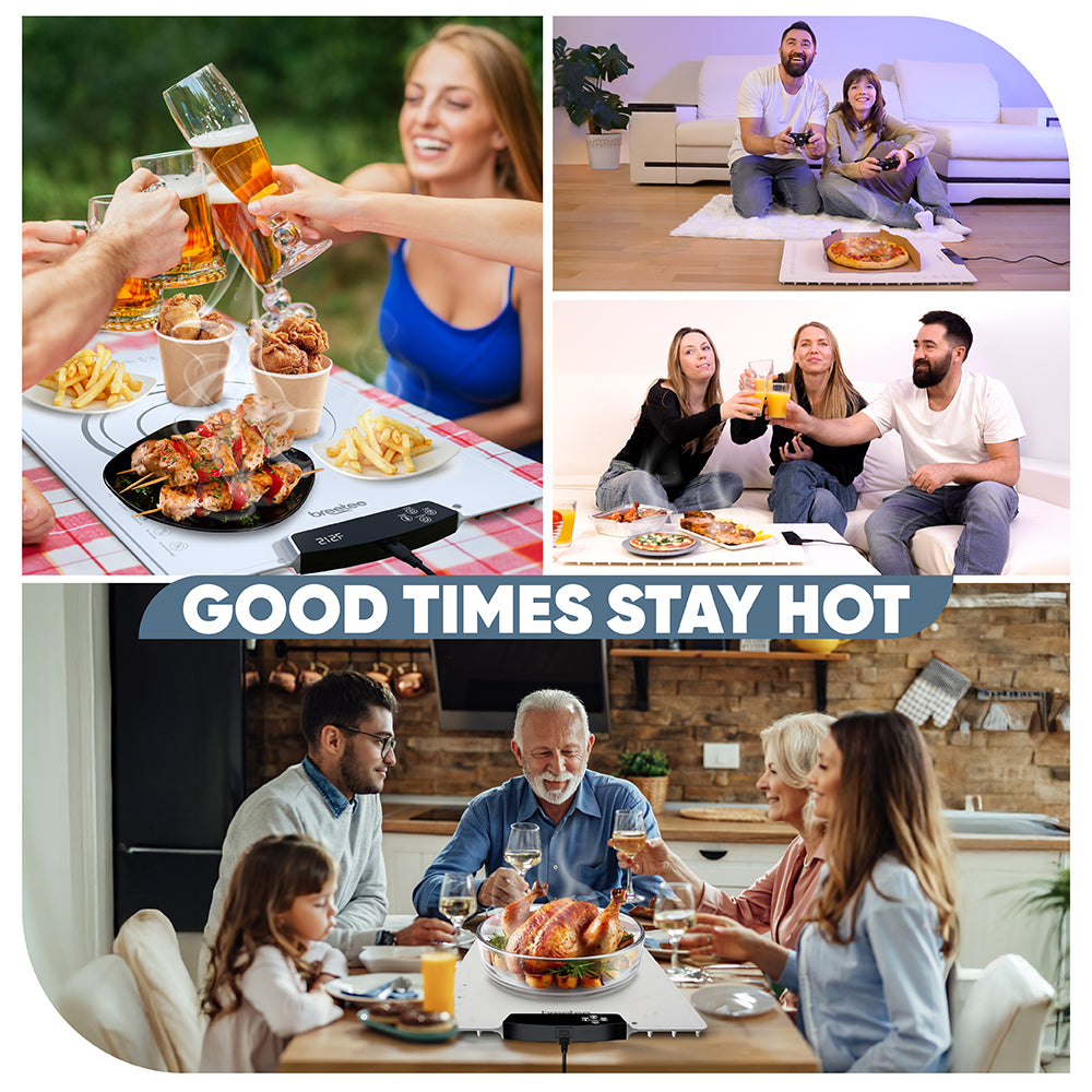 BREETEE WarmPad Pro - Electric Food Warming Mat  Keep Every Meal Warm  Silicone Heating Mat with 9 Temperature Settings from 104°F to 248°F - Roll Up Warming Mat for Dinner, Party, Events