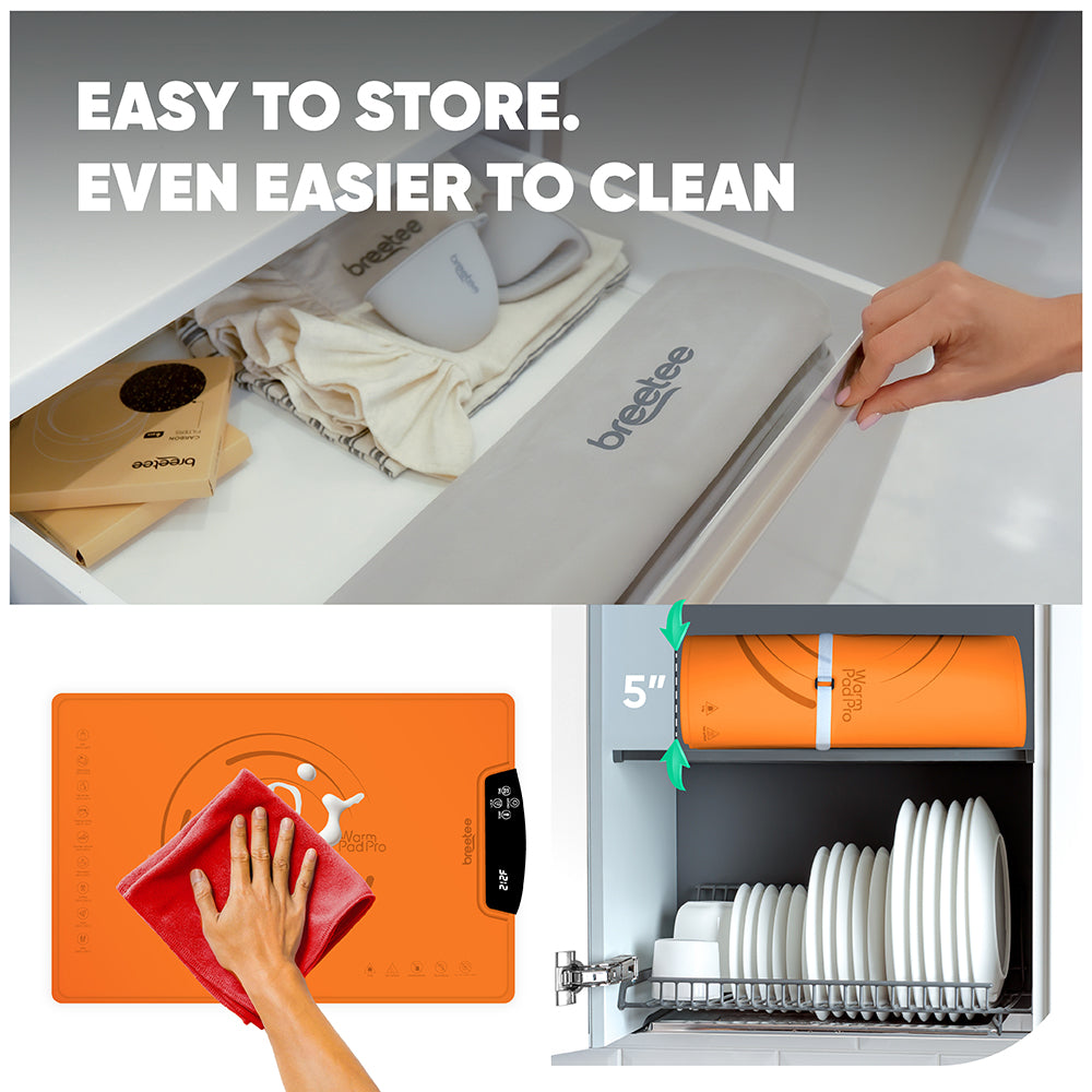 BREETEE WarmPad Pro - Electric Food Warming Mat  Keep Every Meal Warm  Silicone Heating Mat with 9 Temperature Settings from 104°F to 248°F - Roll Up Warming Mat for Dinner, Party, Events